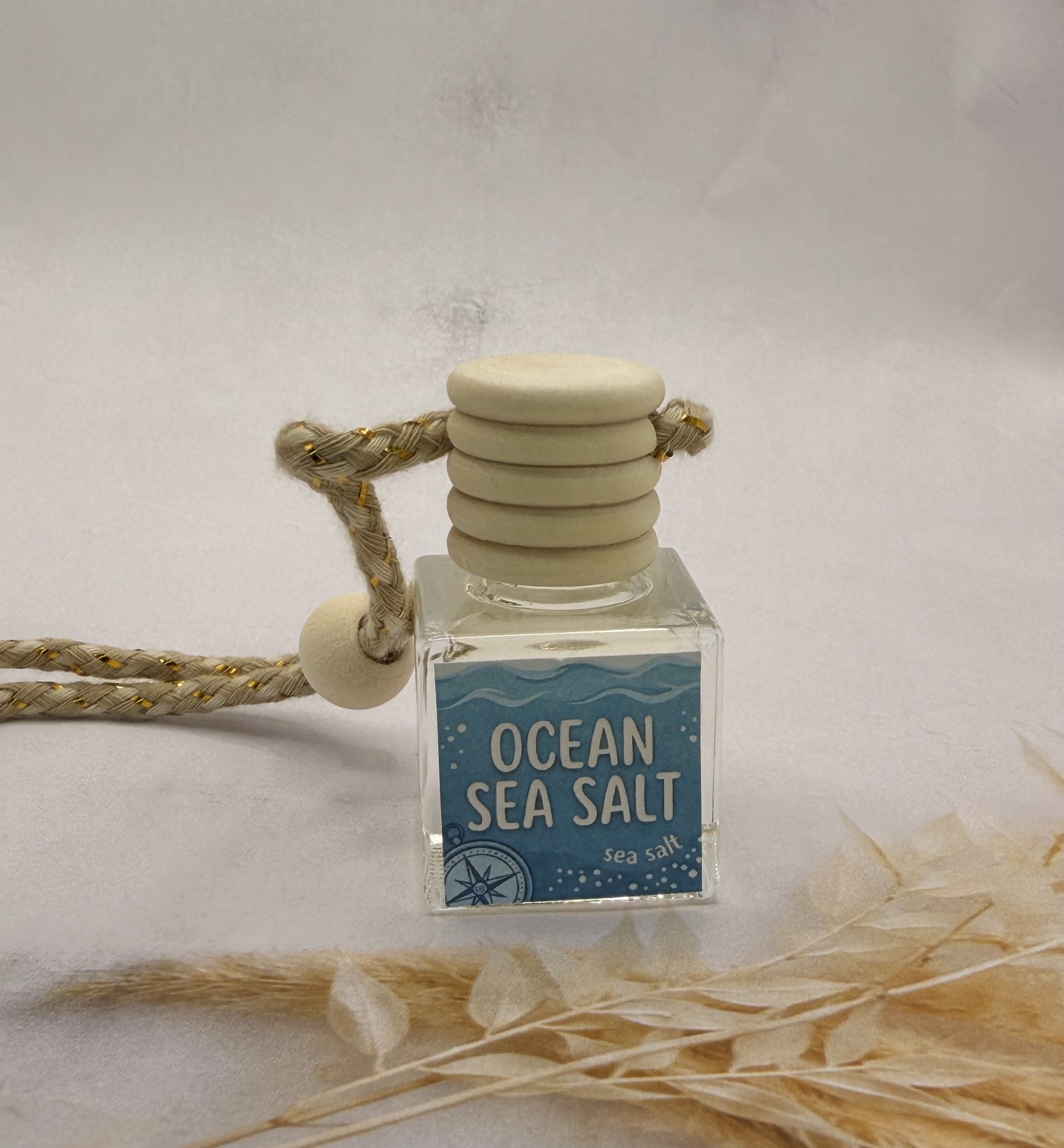 Ocean Sea Salt handmade car hanging air freshener by Niah Naturals - fresh clean ocean breeze scent