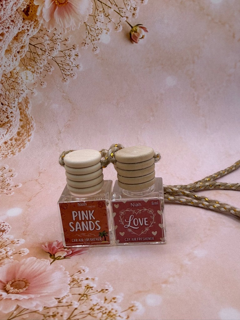 Pink Sands and Love car hanging air freshener duo bundle by Niah Naturals
