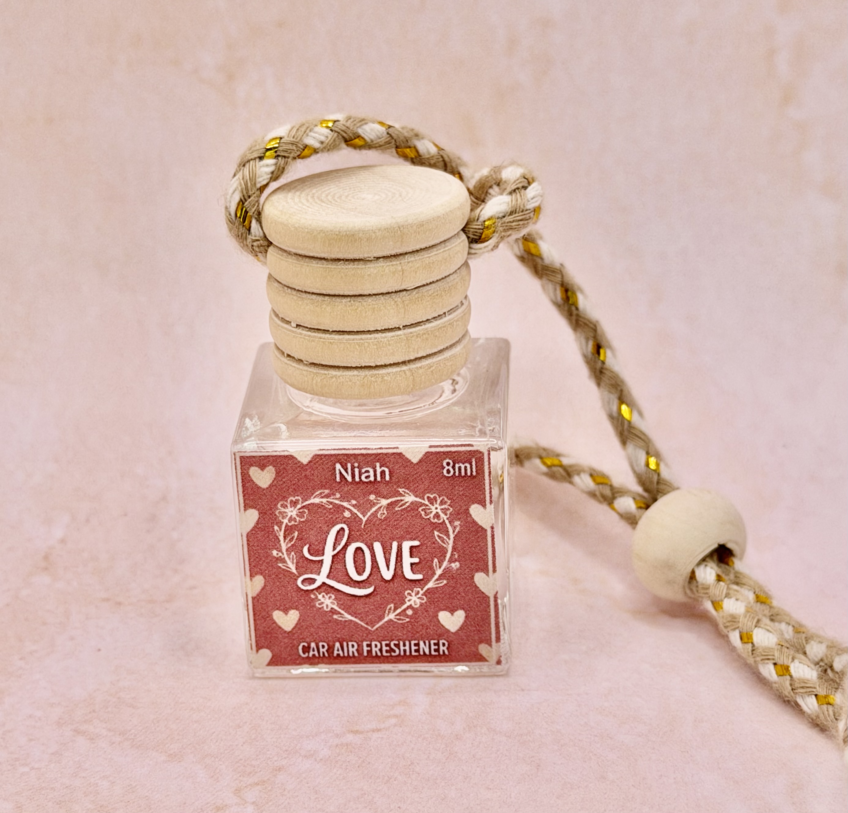 Love handmade car hanging air freshener by Niah Naturals — sweet, warm, romantic scent
